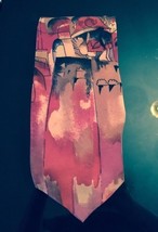 MODA ITALIONA 100% Silk Red Tie w/ Villa Images Hand Made in Italy - $485.44 MXN