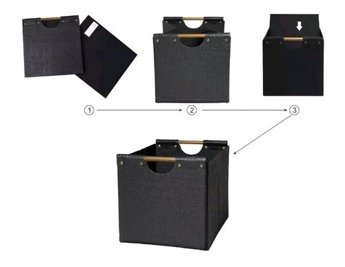 Better Homes & Garden™ ~ BLACK Woven w/Wood Handles ~ 12.75" ~ Storage Cube/Bin Item image 4