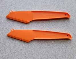 Tupperware Cheese Sausage Knife Cutter Slicer Spreader Orange 1223-1 Set... - $10.00