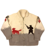 Vintage Cowichan Knitted Zip Sweater Hunter Dog Hunting Pheasant Talon Zipper - $2,363.75 MXN
