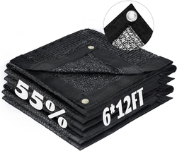 6X12Ft 55% Black Shade Cloth Sun Shade Net with Grommets Sunblock Net Me... - $20.54