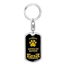 Dog Dad Gift Australian Shepherd Swivel Keychain Engraved 18k Gold - £36.36 GBP