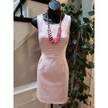 Old Navy Shift Dress Womens Medium Pink Striped Stretch Sleeveless Back Zip - $27.72