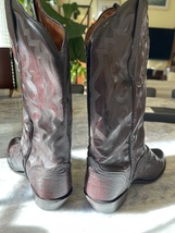 J. Chisholm leather dark burgundy cowboy boots, made in USA men’s 9.5 D image 7