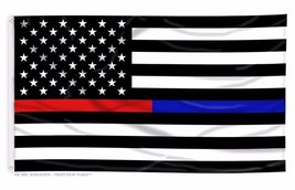 USA Thin Blue Line &amp; Red Line Law Enforcement Police Fire EMS HEROES 3x5 Flag gr - £7.08 GBP