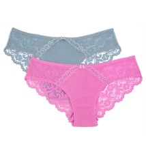 Smart &amp; Sexy Women&#39;s Signature Lace Cheeky Panties 2 Pack Size 5 Blue &amp; Fuschia - £9.74 GBP