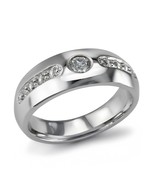 Men’s Solid Sterling Silver Band Ring w/ Lab Diamonds 0.25ct Center + Ac... - $299.99