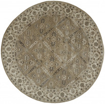 10' Green Brown And Taupe Round Wool Paisley Tufted Handmade Stain Resistant Are - €1.237,64 EUR