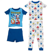DC Super Heroes Justice League 4-Piece Toddler Pajama Set Blue - £28.42 GBP