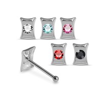 5PCs 925 Sterling Silver Round CZ Bow Shaped Jewelled Nose Bone stud 22G - £29.07 GBP