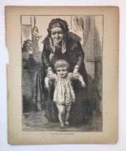 Antique Victorian Engraving Print Grandma and Toddlekins Toddler(Page from Book) - £33.61 GBP