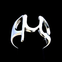 Sterling silver ring initial Mu Greek alphabet letter symbol high polished 925 s - $43.00