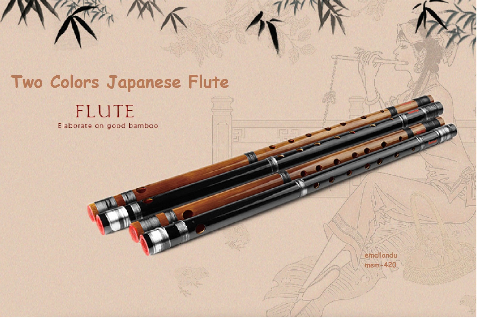 Japanese Shinobue Flute 8 Hon Handmade Bamboo Flute Brown or Black Picco... - $36.30