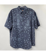 Huk Men&#39;s Fishing Navy Hawaiian Fish Print Short Sleeve Button Down Shir... - $40.99 CAD