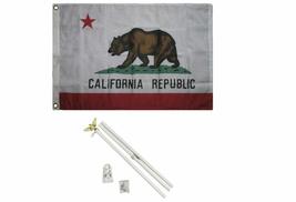 AES 2x3 2&#39;x3&#39; State of California Flag White Pole Kit - £22.33 GBP