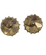 Vintage Floral Pin Wheel Motif Cluster Clip on Earrings Yellow Gold Tone... - £9.97 GBP