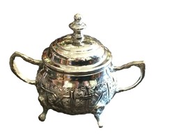 Small Moroccan Sugar Bowl, Sugar Bowl with Lid, Moroccan silver Tea Box - $46.55