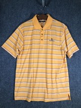 Pebble Beach Striped Yellow T Shirt Polo Mens Large Short Sleeve Collared Size L - £8.82 GBP
