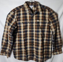 Carhartt Men L Plaid Denim Button Down Long Sleeve Shirt Multi-Color - $68.31