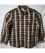 Carhartt Men L Plaid Denim Button Down Long Sleeve Shirt Multi-Color - £53.75 GBP