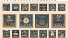 24.25&quot; X 44&quot; Panel Living the Dream Camping Cabin Quotes Cotton Fabric D688.75 - £7.96 GBP