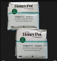 NEW Honey Pot Non-Herbal Pads with Wings Lot Of 2 Organic Super 16 Count... - $10.93