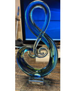 Murano Layered Art Glass Sculpture Music Clef Note 12&quot; hand blown (blue/... - $129.91 CAD