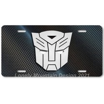 Transformers Autobot Art White on Carbon FLAT Aluminum Novelty License Tag Plate - £14.42 GBP