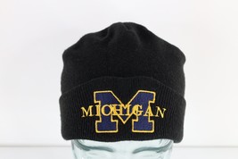 Vintage 90s Spell Out University of Michigan Knit Winter Beanie Hat Cap ... - £30.92 GBP