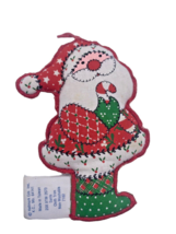 Hallmark Cloth Santa Christmas Ornament 1970s Soft Fabric Patchwork Look... - £29.51 GBP