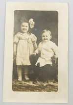 VTG 1910&#39;s AZO RPPC 2 Kids Sister &amp; Brother Real Photo Postcard 3.5&quot; x 5... - £7.56 GBP