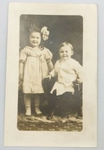 VTG 1910&#39;s AZO RPPC 2 Kids Sister &amp; Brother Real Photo Postcard 3.5&quot; x 5... - £7.52 GBP