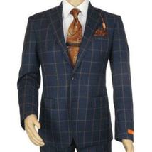 Men TALLIA Suit Wool Blend English Plaid Classic 2Button VDVA2SVX0013 Blue Brown image 3