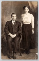 RPPC Handsome Gentleman Pretty Woman Couple Calrence &amp; Ella c1910 Postcard D22 - £7.03 GBP