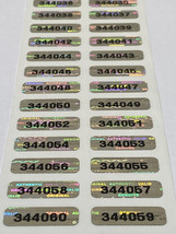 [QTY 100] .75 X .25 Inch Serial Numbered Tamper Evident Hologram Labels - $10.99