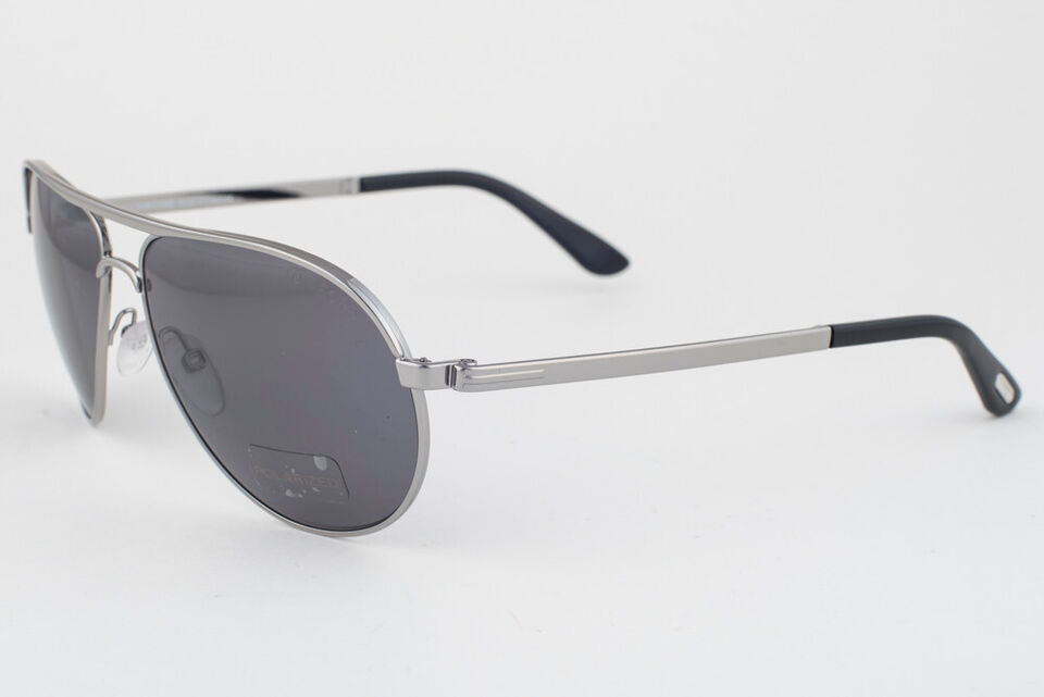Tom Ford MARKO 144 14D Silver / Gray Polarized Sunglasses TF144 14D 58mm