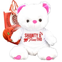 Valentines Day Teddy Bear Funny Cute Gift Shawty Hella Fine Chocolates Plush - £23.59 GBP