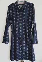 Tommy Hilfiger Shirtdress L Blue Sailing Ship Cotton Belted Shirt Dress ... - £60.11 GBP