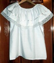 Girls White Off-Shoulder Ruffle Top W/Lace Ribbon Mexico Folklorico Fies... - $18.79+