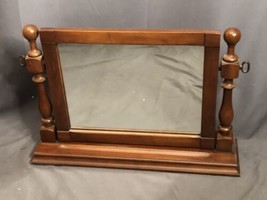 Vintage Madera Mesa Top Afeitado Maquillaje Girar 39.4cm x 29.2cm Espejo Monitor - £118.41 GBP