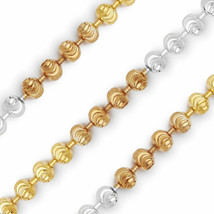 14K Tri Color Plated Gold Sterling Silver Ball Bead Link Italian Necklace 30&quot; - £138.97 GBP