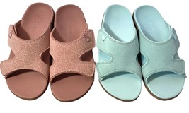 2 Pair Women&#39;s Spenco Slide Sandals Orthotic PINK and AQUA Size 7 Nice Shape! - £31.62 GBP