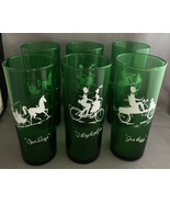 Vintage Forest Green Glass Tumbler Set (6)  Gay Nineties Anchor Hocking  - £27.54 GBP