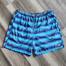 Saxx Oh Buoy 2N1 Ballpark Swim Trunks Mens XXL Blue Striped Beach Lined ... - $35.63