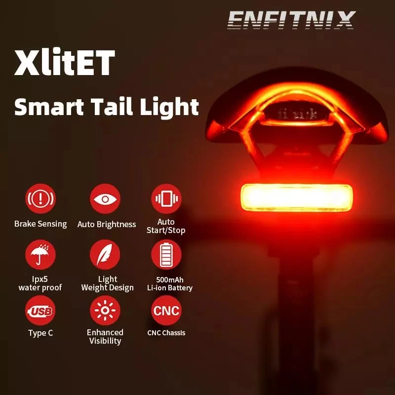 NEW XlitET Auto Start Stop Brake Sensing Flashlight For Bicycle Rear Light LED - £65.65 GBP