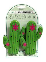 Cactus Figural Beach Towel Tablecloth Clips 5-in Green Pink 2-Piece Gift... - €16,40 EUR