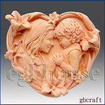 Silicone mold, 2D Soap/Plaster/Polymer Clay Mold - Mother &amp; Child in Heart - £24.37 GBP