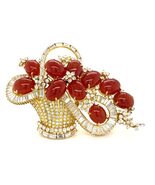 18k Gold 8.8ct Diamant Und Jade Hartstein Korb Brosche Karat Gewicht : 8.80 - $458,332.65 MXN