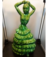 Vintage Green Glazed Chalkware Flamenco Spanish Dancer - Free Shipping ! - $59.99