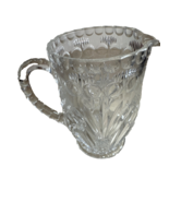 Vintage Crystal Glass Water Pitcher – Pressed Diamond Cut Oval Pattern H... - $34.99